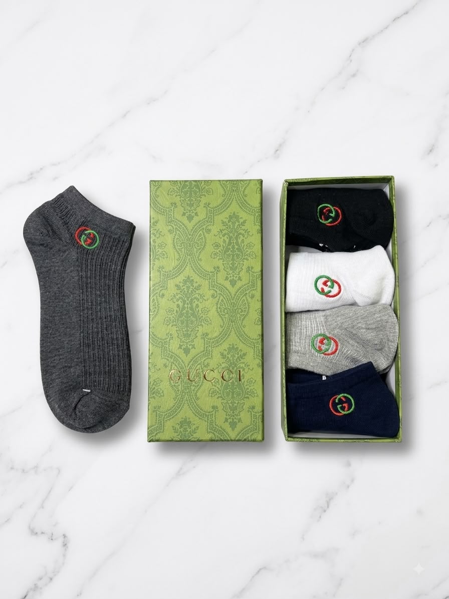 Luxury Branded Socks Gift Box – 4 Pairs